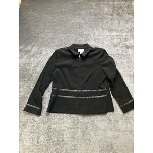 Preswick & Moore Jacket Womens 14 Black Stretchy Classic Fit Collared Full Zip